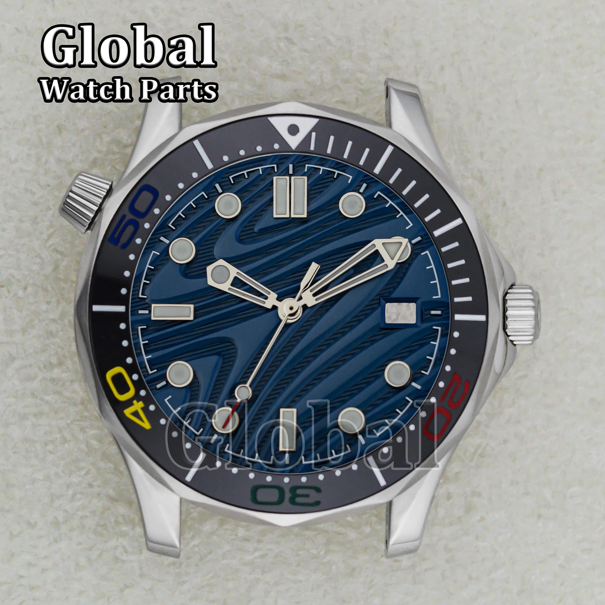 ステンレス鋼の時計ケース,波のパターン,発光時計の手,可動部品,nh35 nh36,41mmに適しています