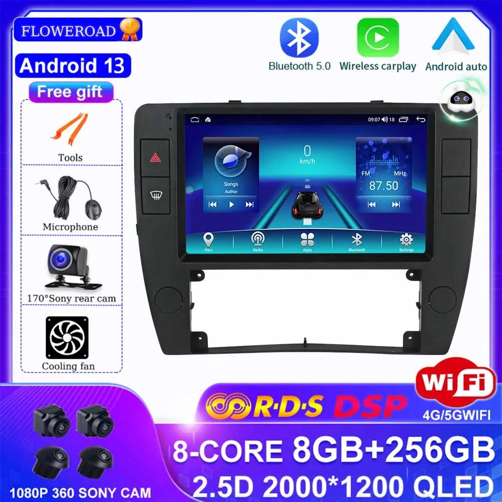 

Android 13 For Volkswagen Passat B5 2000 - 2005 Car Radio Multimedia Video Player Navigation stereo GPS DSP BT 5.0 Carplay Auto