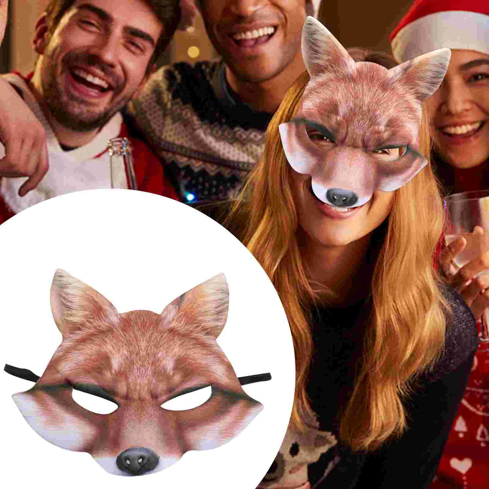 Mask Fox Halloween Masquerade Ball Masks Lovers Realistic Printed Animal Costume Vintage Decor