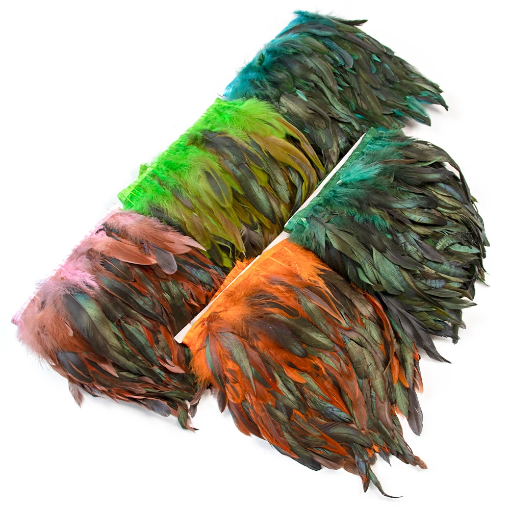 1 Meter Natural Rooster Feathers Trim Black Clothing Sewing Ribbon 15-20cm Feather Fringe for Carnival Decoration Plumes Crafts