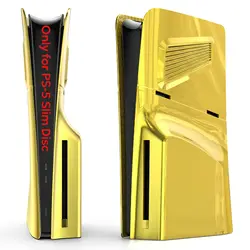 Faceplate for PS-5 SLim Disc Edition Cover w/ Cooling Vents For Sony PS-5 Slim Dustproof Protective Plates Electroplating Golden