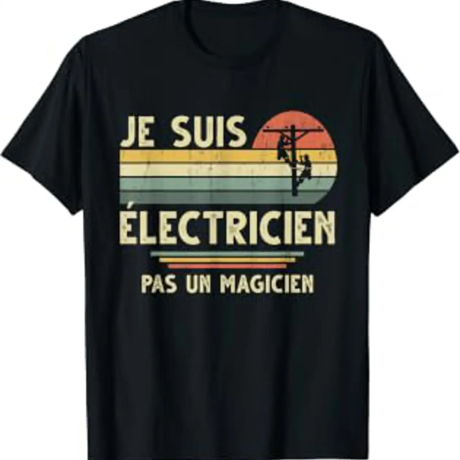 I Am Electrician Not A Magician Funny T Shirt Black S vintage Washed Casual graphic Breathable Stretched Slightly streetwear