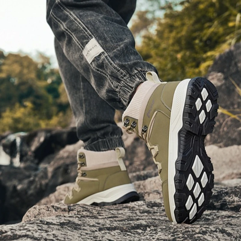 

Men's New Outdoor Low-Heel Mid-Top Lace-Up High-Quality Round-Toe Non-Slip Comfortable Large-Size Professional Hiking Shoes