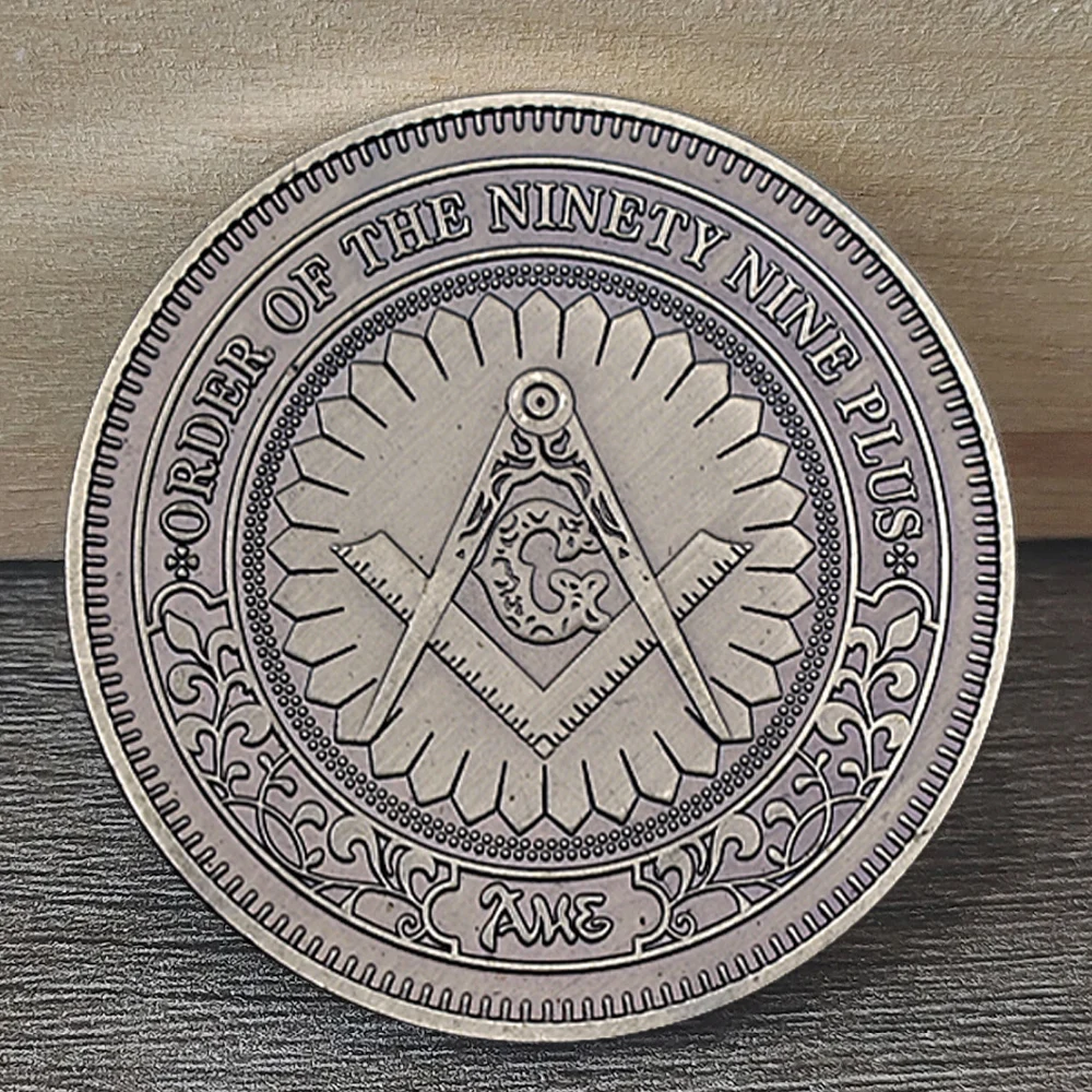 Order of Knights Hospitaller Commemorative Coin - Masonic Compass Square Emblem, Collectible Medieval Secret Society Coin