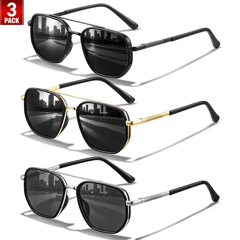 Lunettes de soleil rétro anti-emmêlement pour hommes et femmes, monture carrée en métal, protection UV400, idéales pour la conduite et les vacances à la plage
