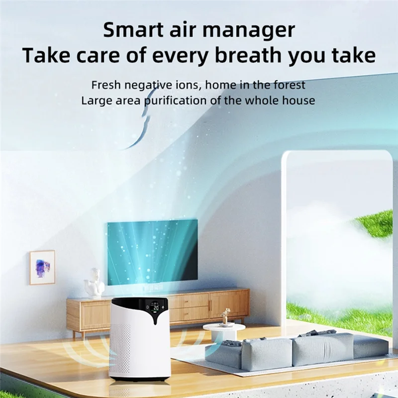 LITE-purificador de aire Pantalla digital para eliminar formaldehído Purificación de olores de humo para el hogar Estilo de iones negativos: blanco