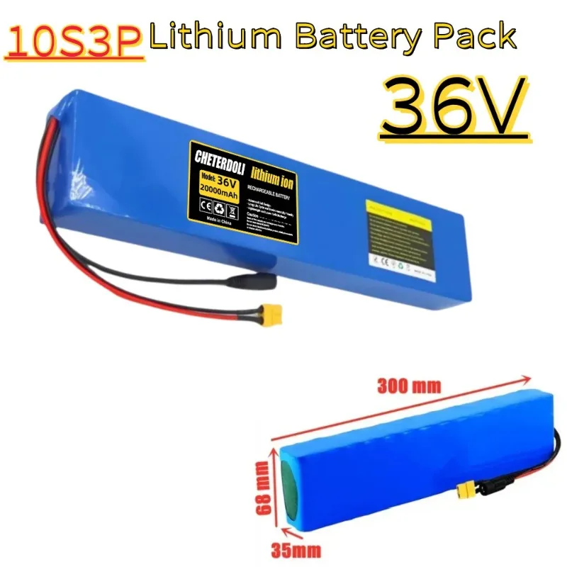 36V 10S3P 20000mAh 18650 Lithium-ion Battery 500W with BMS for KUGOO S1 S2 S3 Electric Scooter Rechargeable.