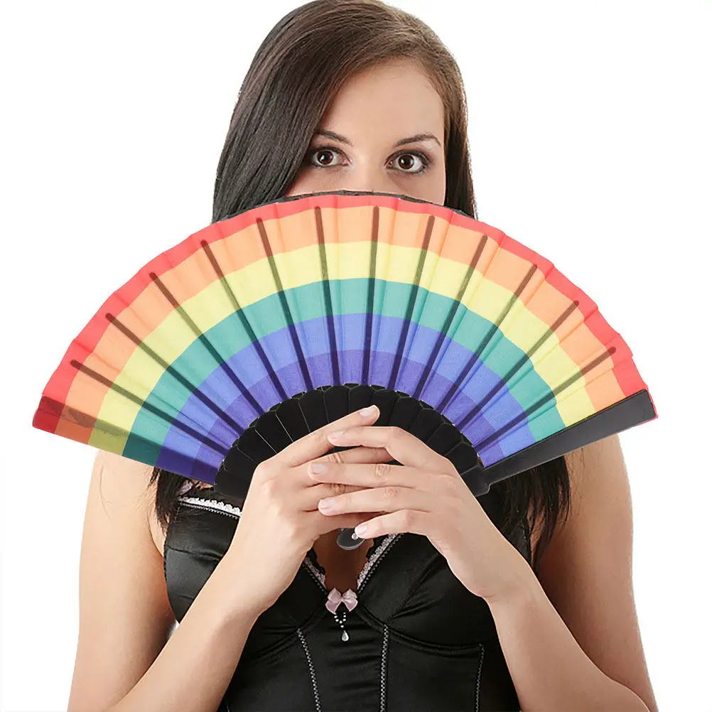 

Набор из 4 складных вееров «Радуга»: красочные ручные вееры для выступлений, аксессуары для сцены, декоративные реквизиты для свадеб и вечеринок