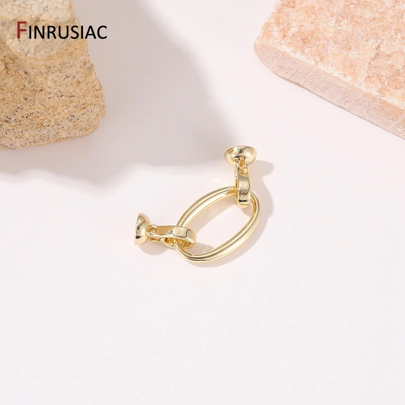 14K Gold Plated Brass Metal Decorative Connector Fastener Pearls Clasps Supplies Handmade DIY Jewelry Making Accessories