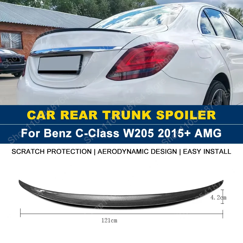For Mercedes Benz Accessories C Class W205 2015+ C63 C43 C180 C200 C250 C300 AMG Car Rear Trunk Lip Spoiler Wing Soft Plastic