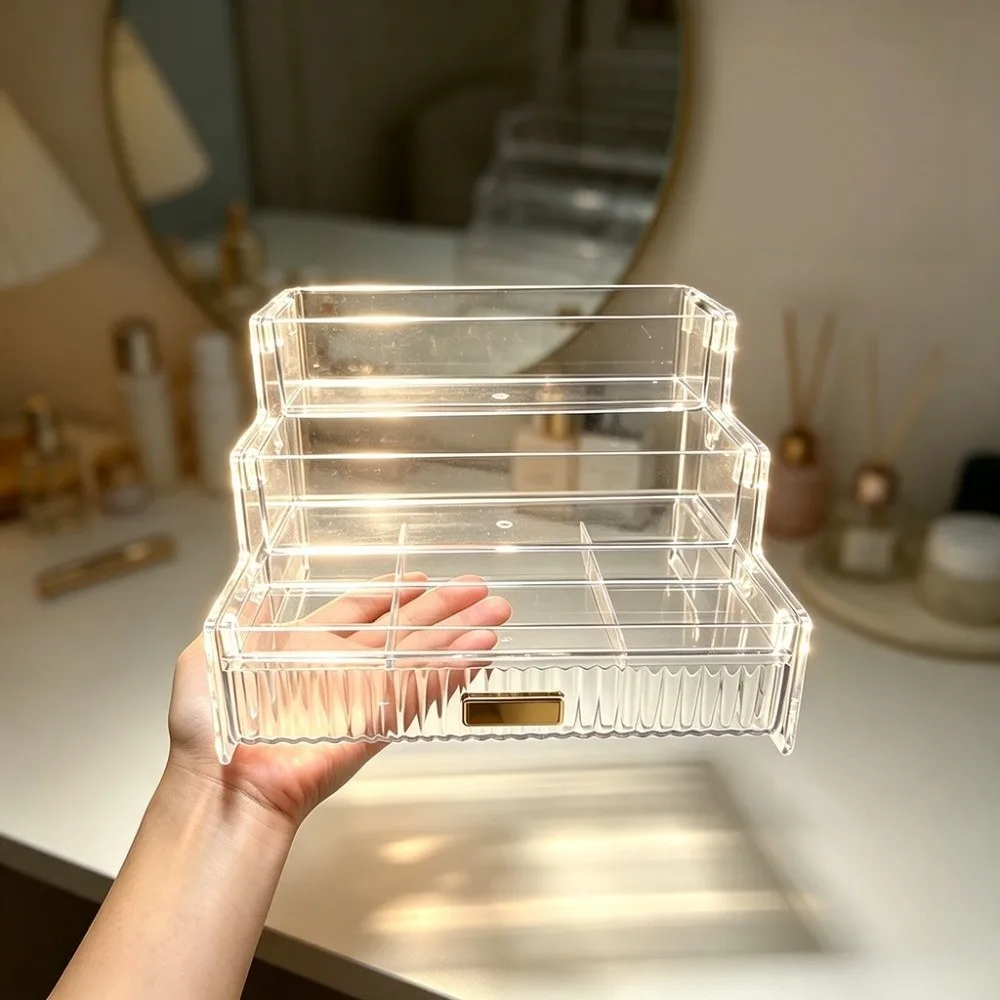Clear Mini Figures Display Holder Space Save PET Jewelry Cosmetic Storage Tray with A Drawer Durable Simple