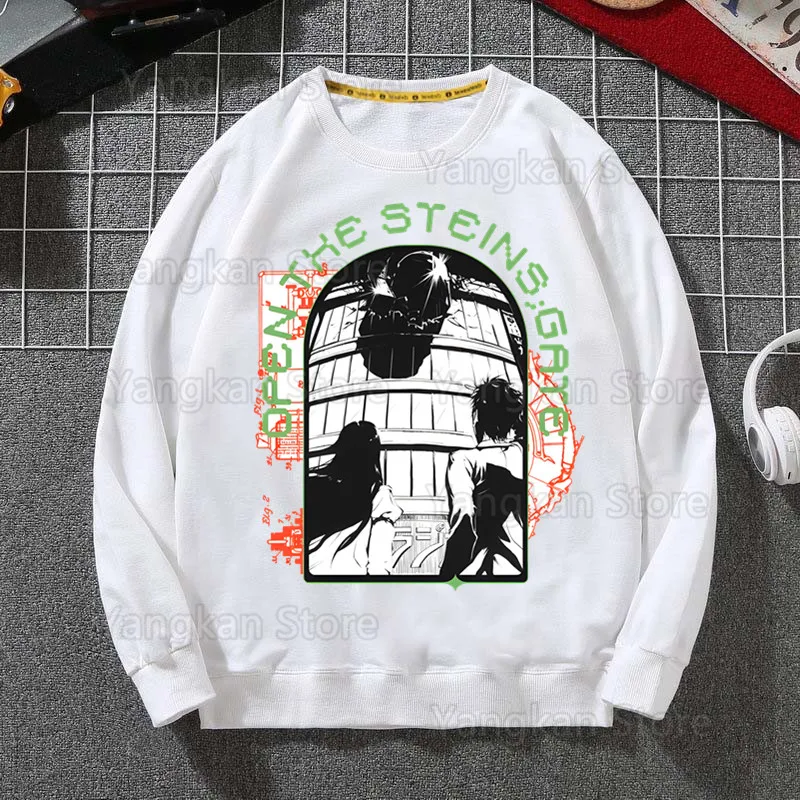Steins Gate Anime Okabe Rintarou Makise Kurisu Hoodies Women/Men Fashion Hooded Sweatshirt Hot Sale Casual Clothes