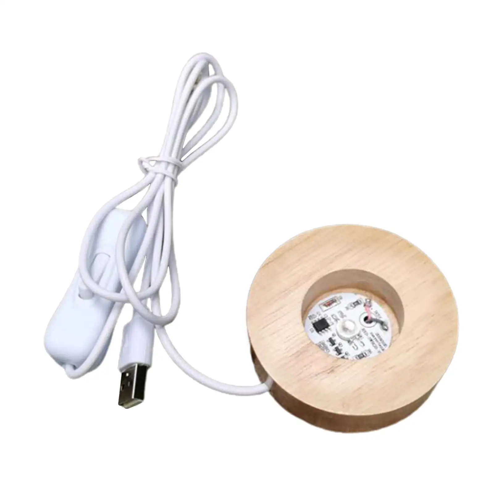 LED Lamp Base, 70mm Wooden Lights USB Powered Lamp Base Stand for jewelry resin material art Vase Acrylic