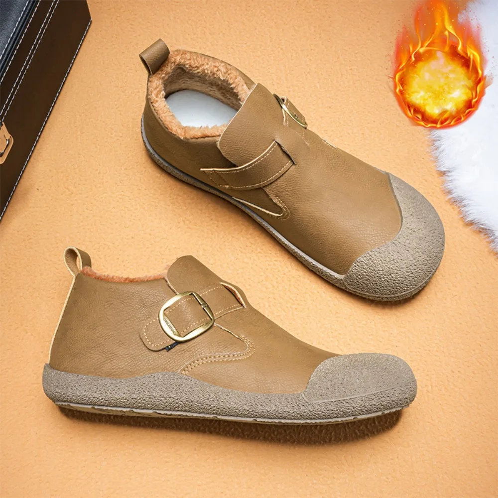 

2026, зимняя роскошная обувь, новые зимние флисовые водонепроницаемые зимние ботинки с поворотной пряжкой, уличные нескользящие и износостойкие