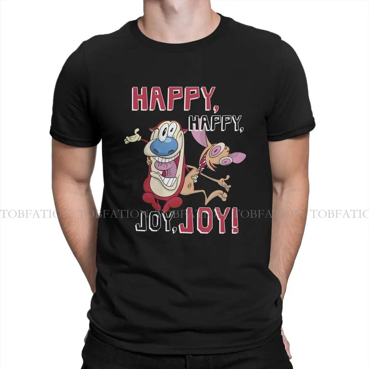 The Ren & Stimpy Show Anime Vintage BFF's Happy Happy Joy Joy Tshirt Graphic Men Vintage Alternative Summer Streetwear Cotton