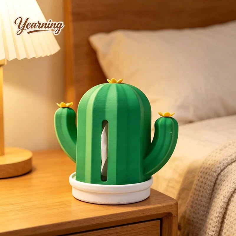 

3D Printed Cactus Tissue Box Creative Napkin Holder for Home Instagram Style High Value Desktop Decor