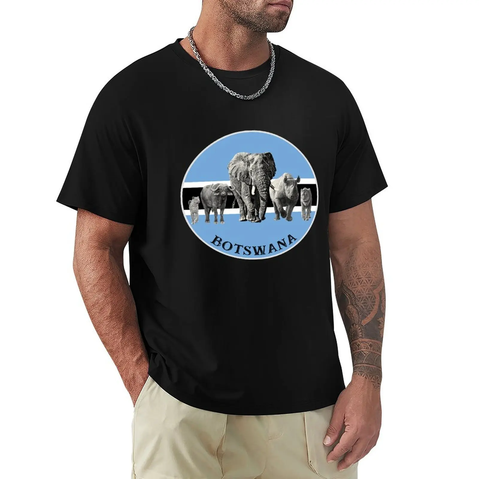 

Proudly Botswana Big 5 on Botswana Flag for Wildlife Fans T-Shirt gifts for boyfriend Man t-shirt mens graphic t-shirts pack
