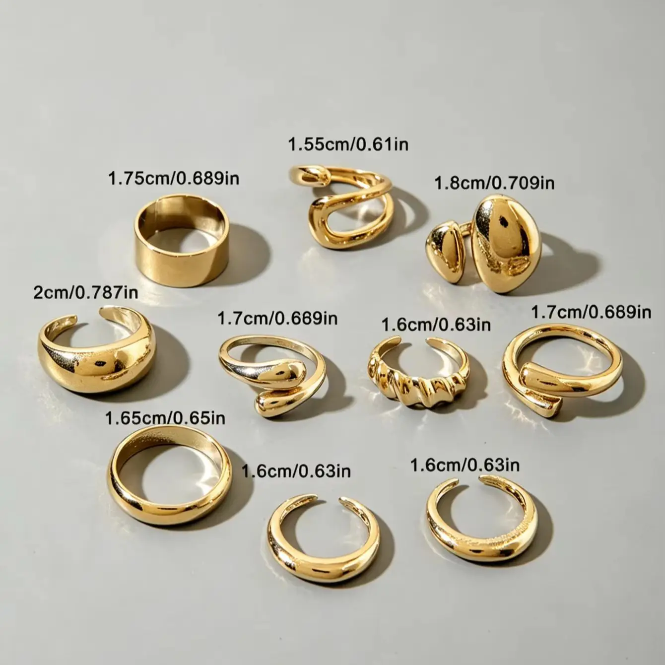 Tocona Fashion Simple Alloy Ring Set Geometric Opening Adjustable Jewelry Women's Daily Versatile Accessories Gift