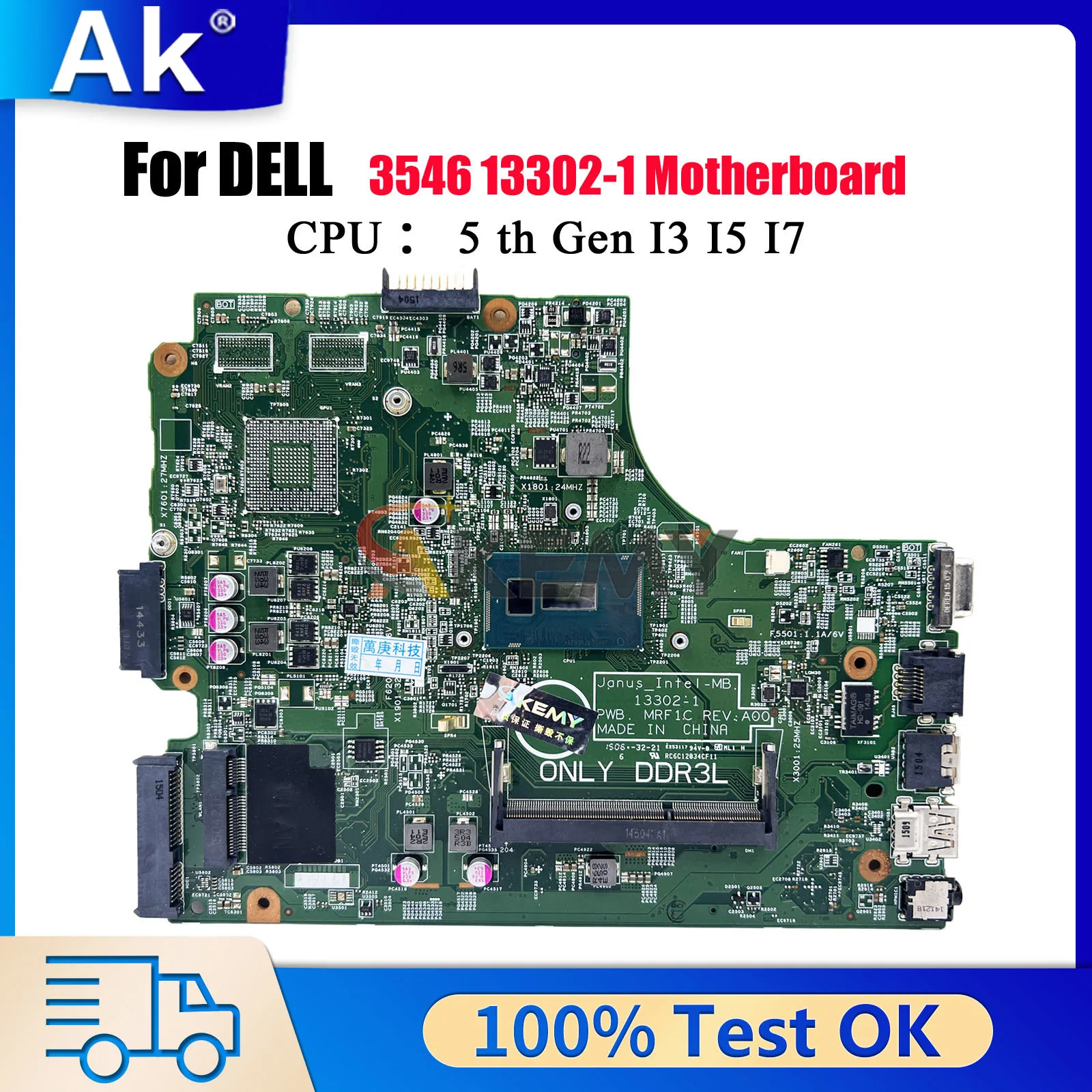 

Mainboard For Dell Vostro 15 3549 0NXCCW CN-0NXCCW 13302-1 DDR3L Notebook Motherboard Tested OK