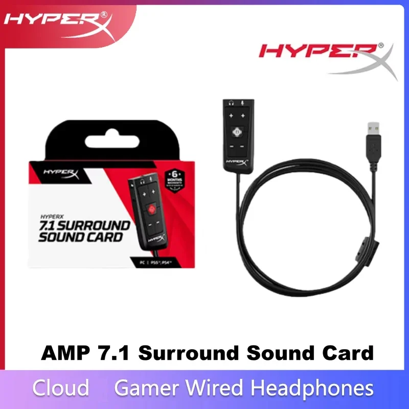 

Оригинальная звуковая карта HyperX USB AMP 7.1 Surround Sound с проводным управлением для игровой гарнитуры HyperX Cloud II, совместимая с ПК/PS4/XBOX