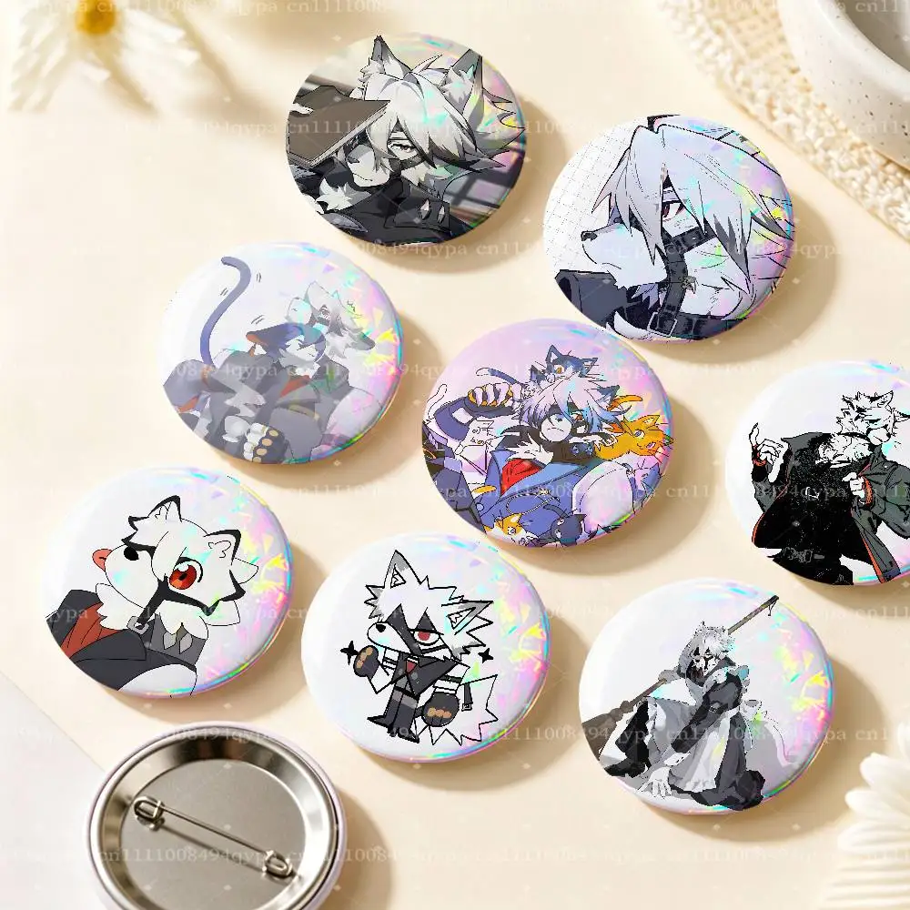 V-Von Lycaon ZZZ Z-Zenless Zone Zero Pin Buttons Round Badge for Clothes Bags Hats Pins Accessories Backpacks Tote Bags Decor