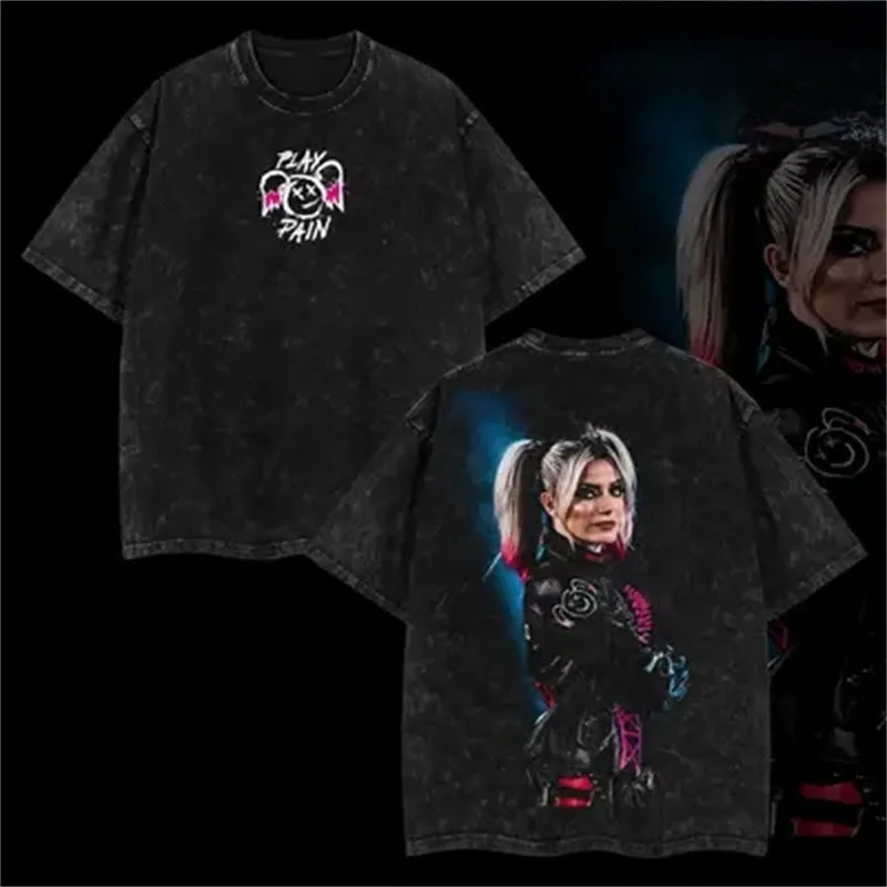 Alexa Bliss Merch Tracklist Cotton Tee Summer Women Men Fashion HipHop Vintage Wash Short Sleeve T-Shirts
