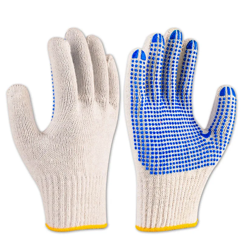 Non-Slip Protective Work Gloves, PVC Wool, Yarn Dispensing, Plastic Touch Screen, Cotton Printing, 12 Pairs