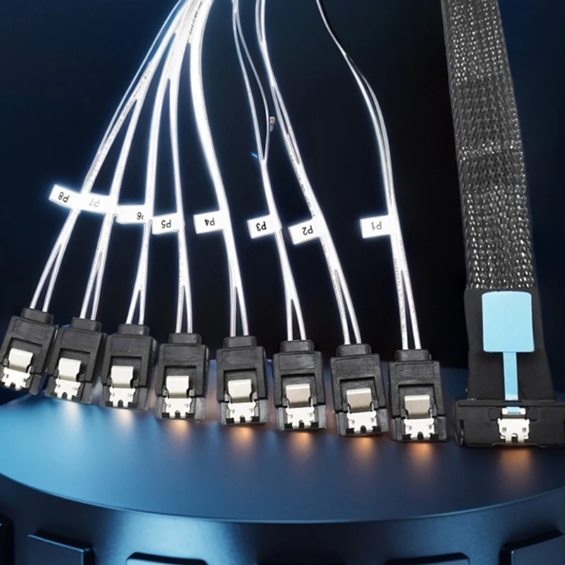 

Bit-se0.5M PCI-E Slimline SAS SFF-8654 8I to 8X SATA Server Hard Drive Conversion Cable SFF-8654 74P to 8xSATA 7P