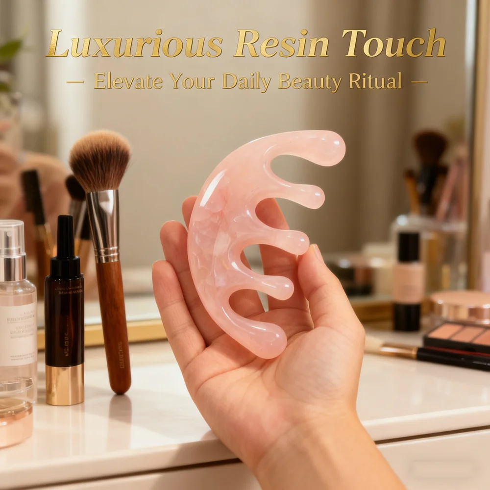 

1 шт., розовая смоляная расческа для головы, массажер для релаксации и снятия стресса, инструмент для личной гигиены, расческа для волос, скребок для всего тела