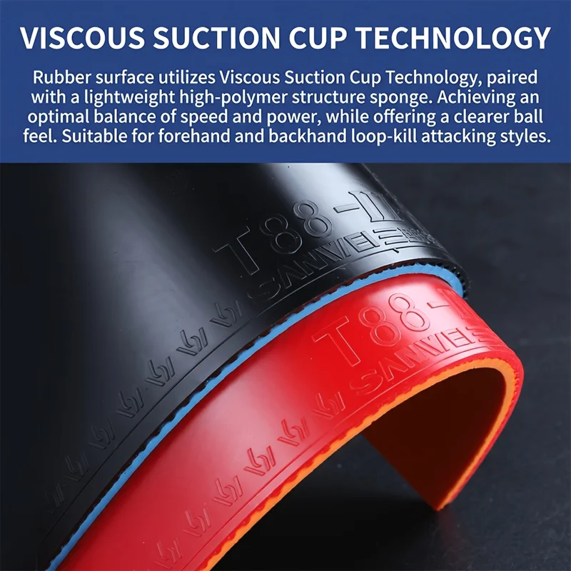 Three-Dimensional T88 Series Table Tennis Rubber, Professional-Grade High-Elastic Sponge Rubber, Specialized Rubber for Advanced Training and Competition, Table Tennis Racket Accessories