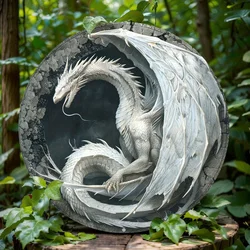 Rustic Dragon Themed Round Wall Sign,2D Aluminum Metal Decor, Apartment, Restaurant, Perfect Gift for Fantasy Enthusiasts