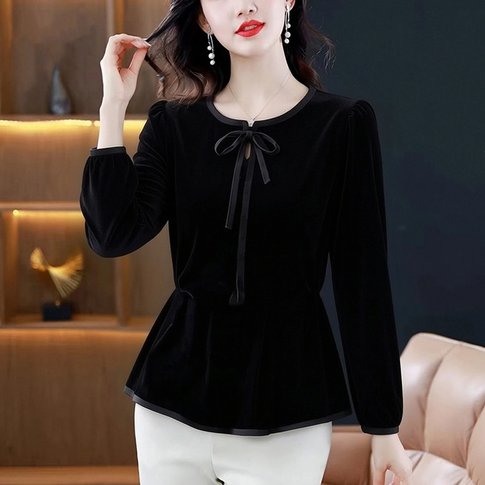 Winter Clothing Vintage - เสื้อเชิ้ตกำมะหยี่ฤดูใบไม้ร่วงสำหรับผู้หญิง แขนยาว สไตล์วินเทจ แมทช์ได้กับทุกชุด