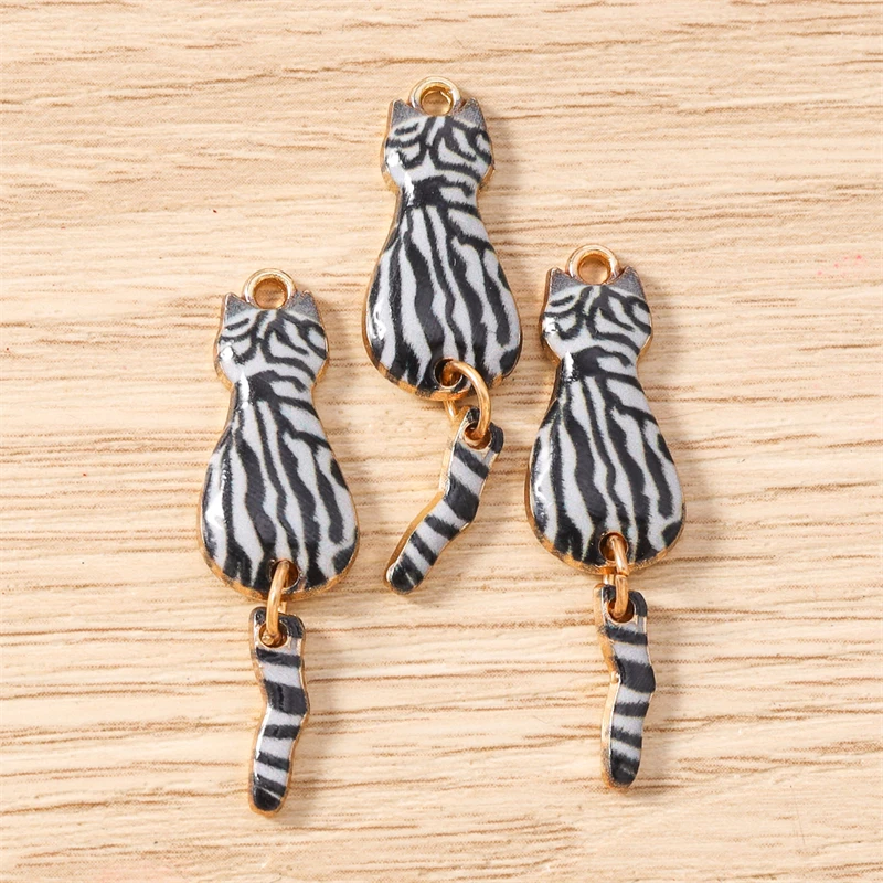 10 Stück 10x35mm Cartoon Emaille Tier Katzen Charms Anhänger zum Basteln von Halsketten, Ohrringen, Armbändern, DIY-Handwerk, Schmuckzubehör – Detail 17