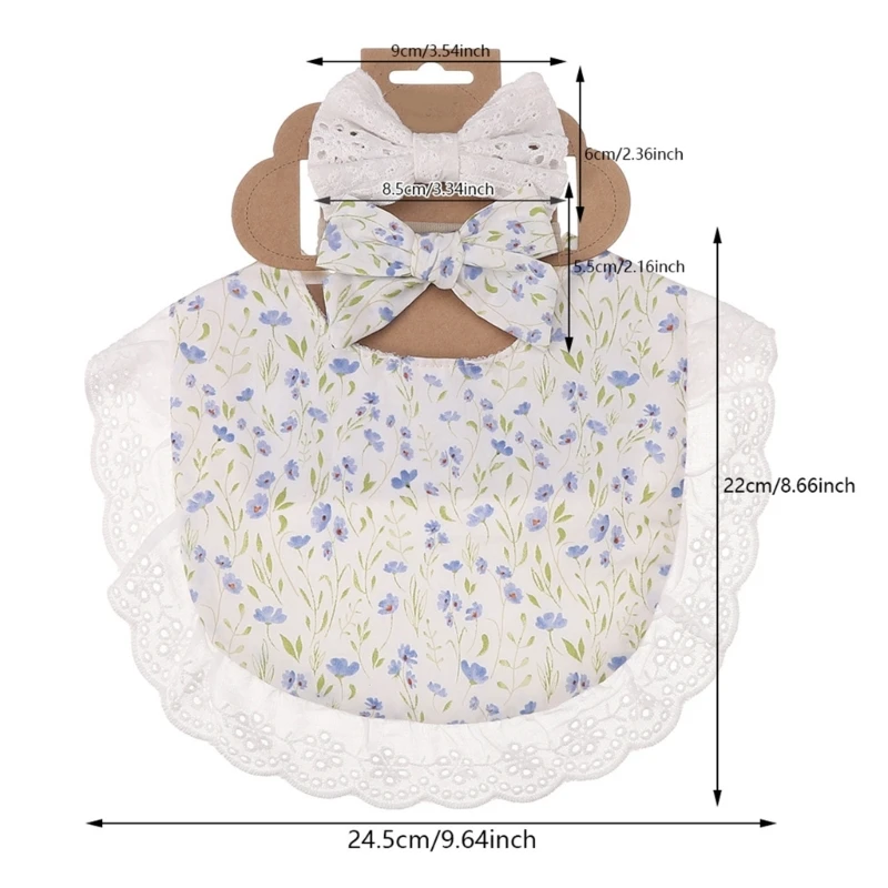 Bavoir imprimé 97BE pour bébés nouveau-nés, bavoir en coton avec/sans couvre-chef, serviette d'alimentation douce confortable