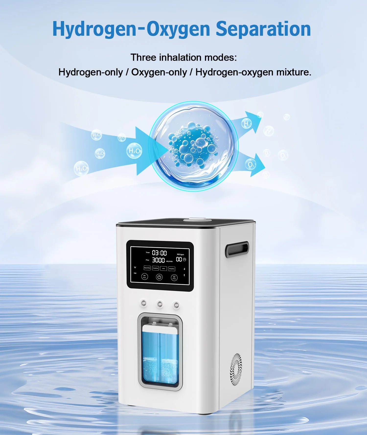 SUYZEKO Wasserstoff-Inhalationsgerät 1800ml H2 O2 Generator PEM Hochreines Wasserstoffwasser-Gerät für Wellness zu Hause – Detail 8