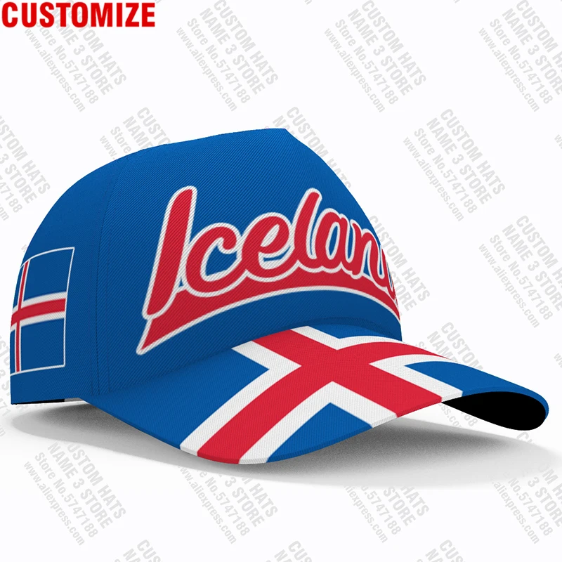 Iceland Baseball Caps Custom Name Team Logo Is Hats Isl Country Travel Icelandair Nation Icelandic Flag Photo Headgear