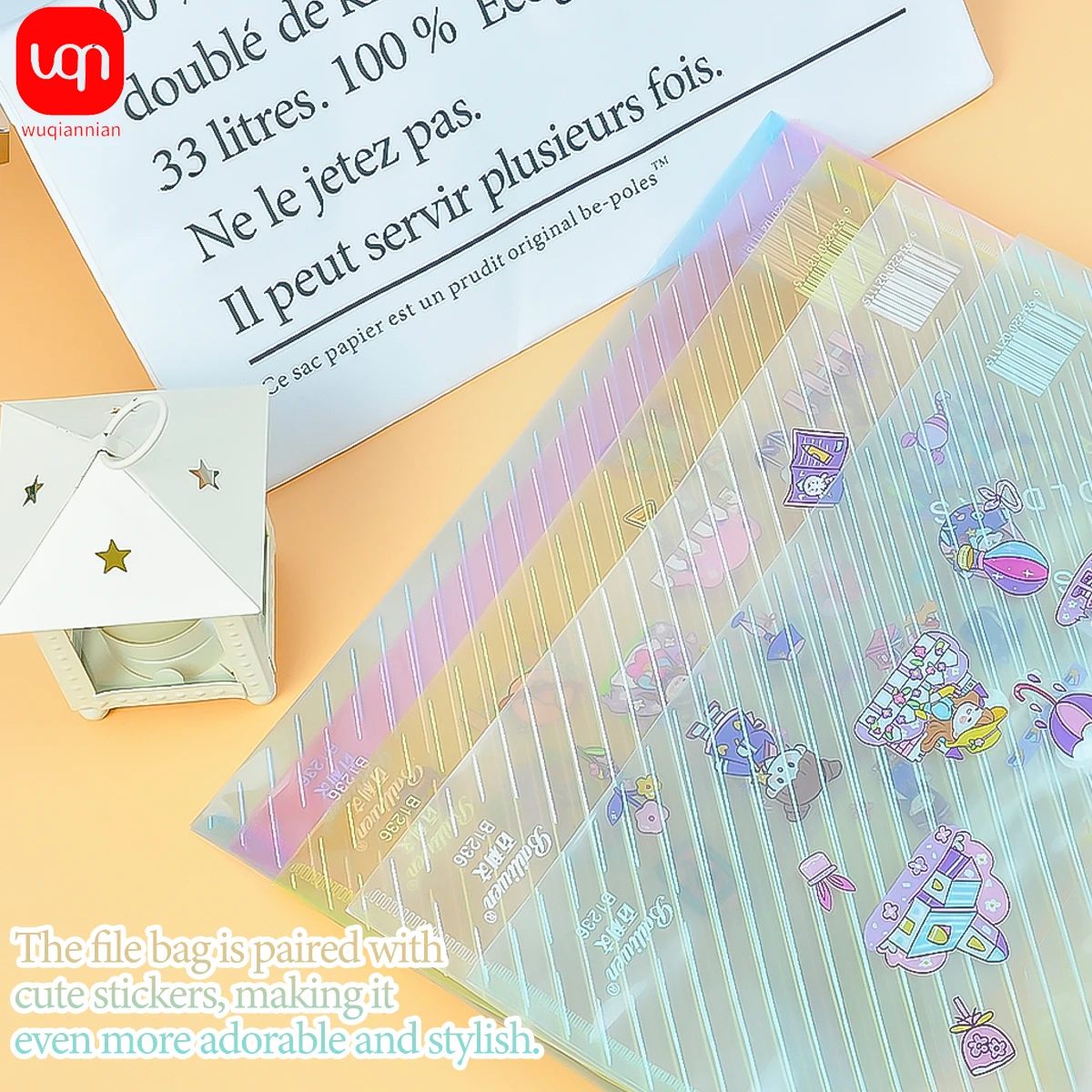 A4 Documententas Transparant 14c Dikte Grote Capaciteit Student Cartoon Sticker Knop Testpapier Opbergtas Kantoordocumenten