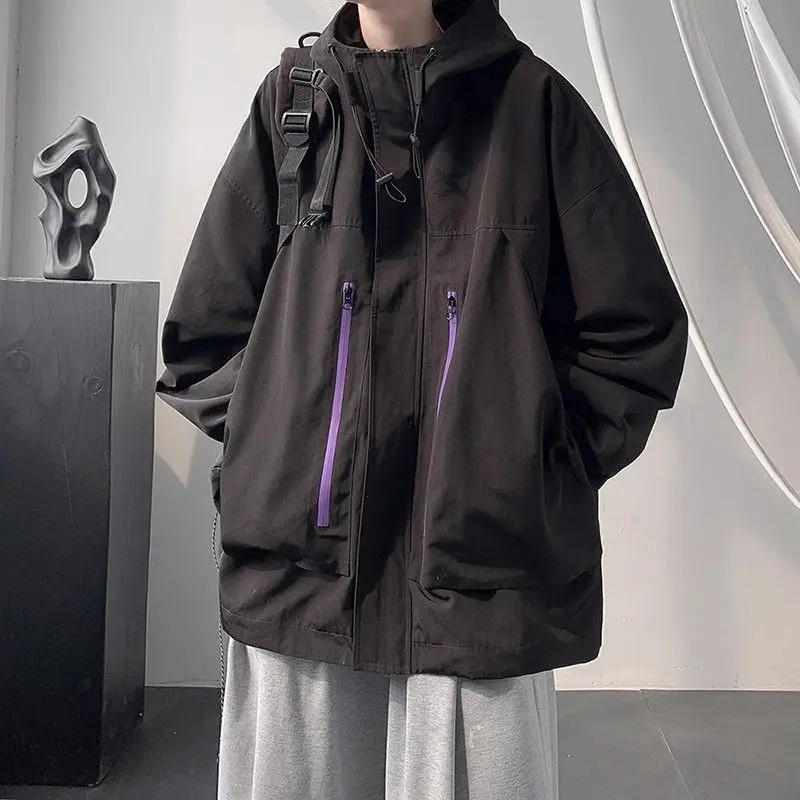 

American Vibe Bla Workwear Jaet Men's Spring Autumn Outdoor Climbing Hooded Coat Loose Fit Youthful ular Ox Cloth