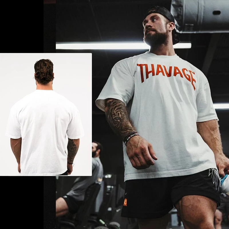 GYM New Short-sleeved American-style Loose T-shirt for Fitness - Three-quarter Open Back with Five-quarter Sleeves