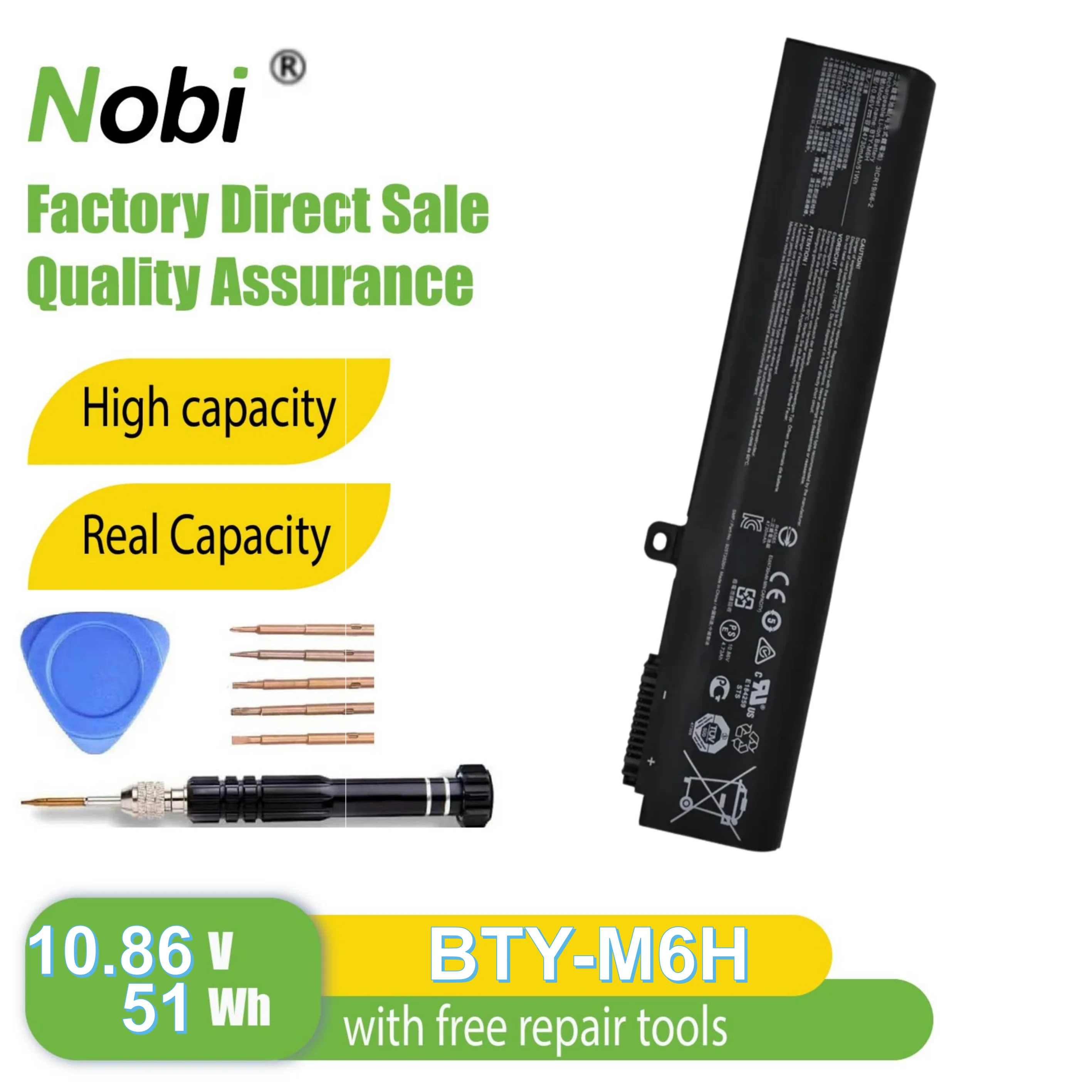 

Nobi BTY-M6H 3ICR19/65-2 3ICR19/66-2 battery for MSI GE62 GE72 GP62 GP72 GL62 GL72 PE60 PE70 MS-16J1 MS-16J2 MS-16J3 MS-16J5L