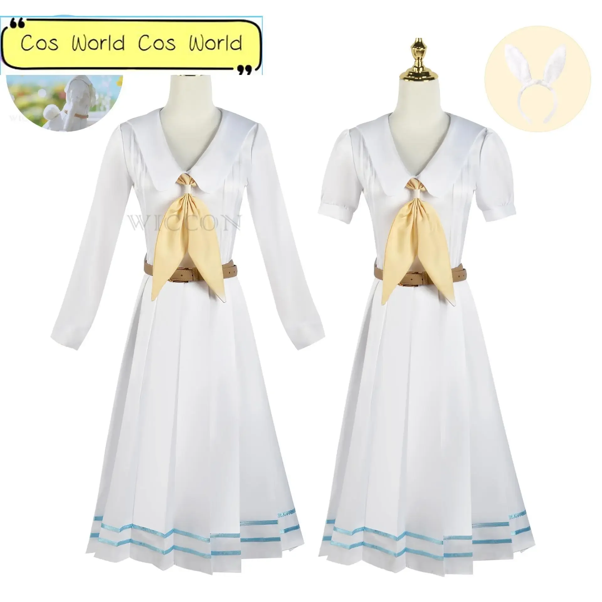 Anime Beastars Haru Hal Cosplay Costume Lolita Dress JK Uniform Haru Wig Ears White Rabbit Halloween Costume for Women