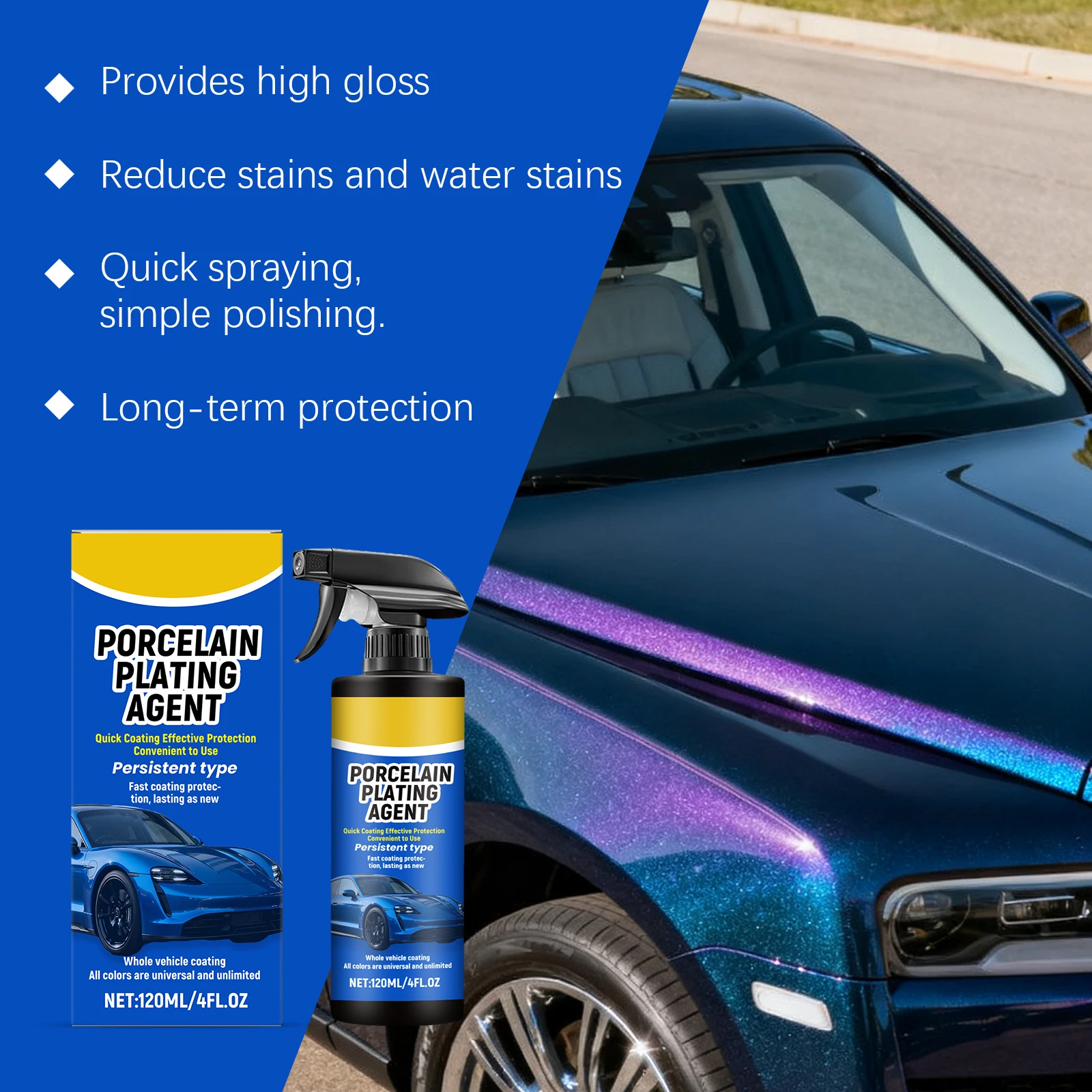 Car Polish, Quick Effect Coating Agent, Repairs Scratches & Wear Fast, Sopami Sar Coating Spray, Car Paint Polish for All Car