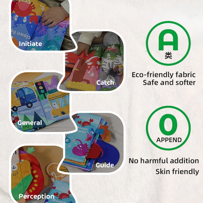 Livro de pano de cauda de bebê pai-filho interativo som papel quebra-cabeça pano livro chocalho 0-36m crianças sensoriais aprendizagem precoce brinquedos
