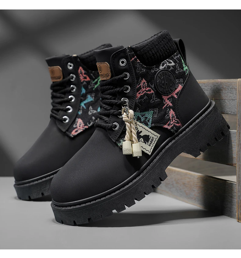 Herrenstiefel, klassische Alltagsschuhe für alle Jahreszeiten, mit breiter Zehenpartie, weiche Sohle, rutschfest, atmungsaktiv, vielseitig einsetzbar, hoher Schaft, bequeme Outdoor-Arbeitsstiefel. – Detail 18