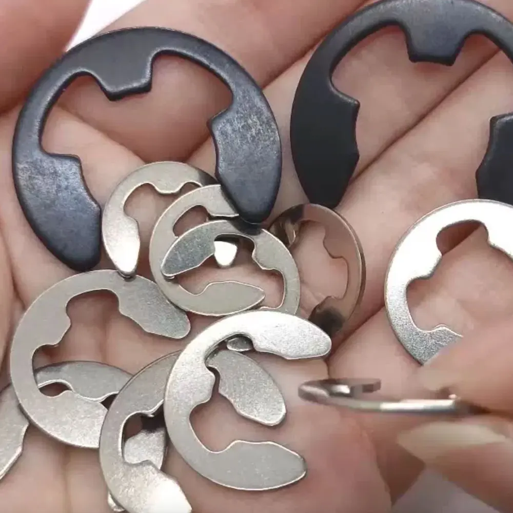Anhai E-Clip Circlip Retaining Ring, Sizes M1.2-M24, 304 Stainless Steel External Snap Ring & Black 65Mn Steel Shaft Fasteners