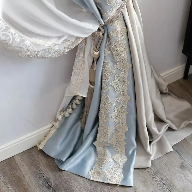 

French Lace Luxury Curtains For Living Room Bedroom Blackout Dining Room Precision Embroidery Elegant Window Door Decoration