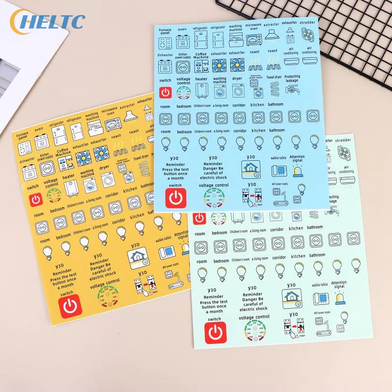2/5Sheets PVC Self-adhesive Waterproof English Version Electric Box Electric Circuit Breaker Panel Label Decorative Sticker