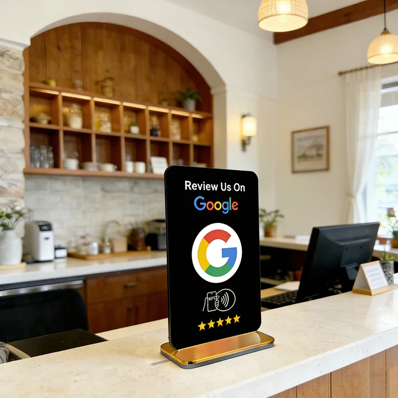 New NFC215 Acrylic Stand for Google Reviews Instagram Acrylic NFC Contactless Sign Social Media Google Review Plate