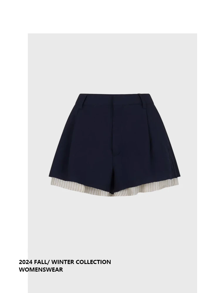 

Forever 2 High Waist Casual orts Summer New Sle Slimming Design Spicy Girl A-Line Patchwork Straight Leg Pants