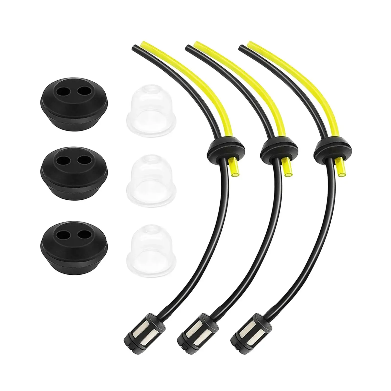 3 Pieces Universal Fuel Line Replacement Parts Fuel Line Grommet Assembly Petrol Filter Kits for Mower Trimmer Garden Machine